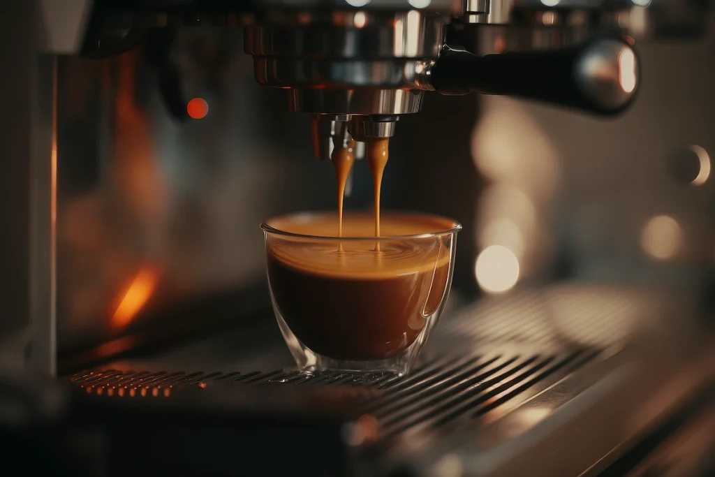 gros plan espresso verse partir machine cafe image generee par technologie ai