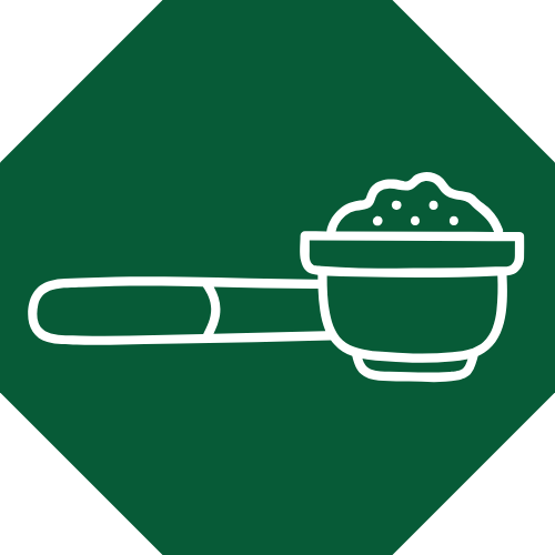 dessin au trait d'un porte filtre rempli de marc de café sur un fond hexagonal vert.